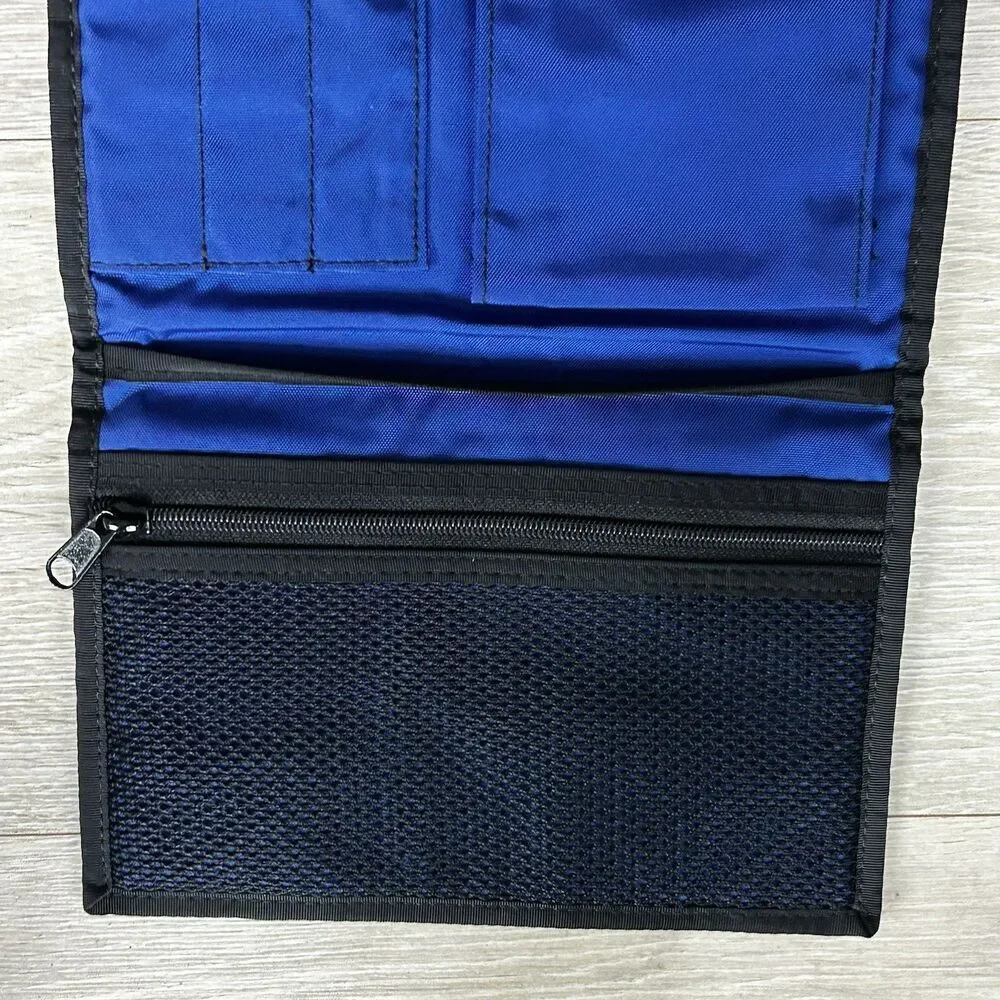 LL Bean Personal Organizer Toiletry Flat Folding Travel Case Bathroom Black Blue